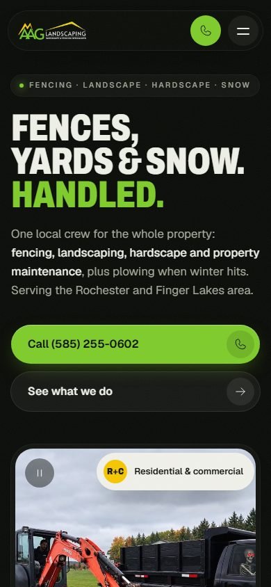 AAG site on a phone with the sticky call button